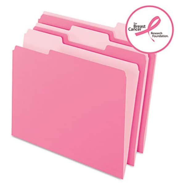 Pendaflex 1521/3PIN Two-Tone File Folders- 1/3 Cut- Top Tab- Letter- Pink/Light Pink- 100/Box